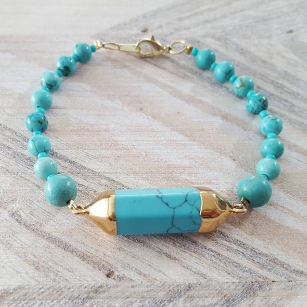 Turquoise Beaded Gold Bracelet